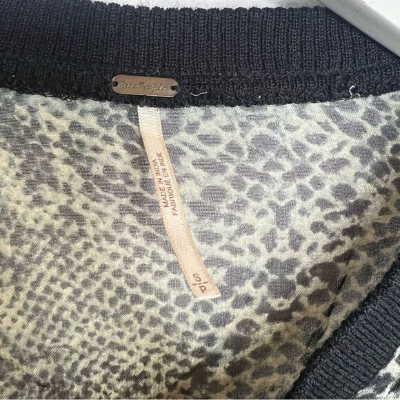 Free people lory bomber sheer wool trim animal print - Picture 4 of 10